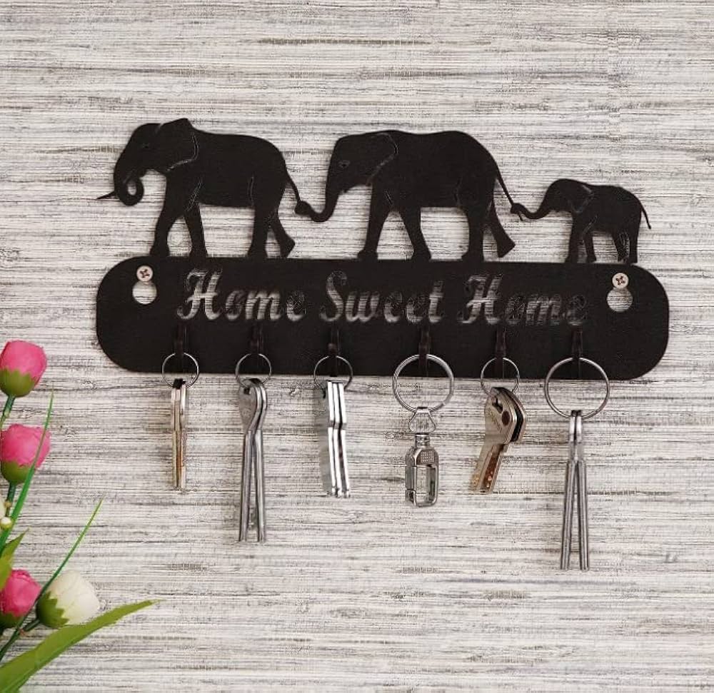 Laser Cut Elephant Key Holder for Home