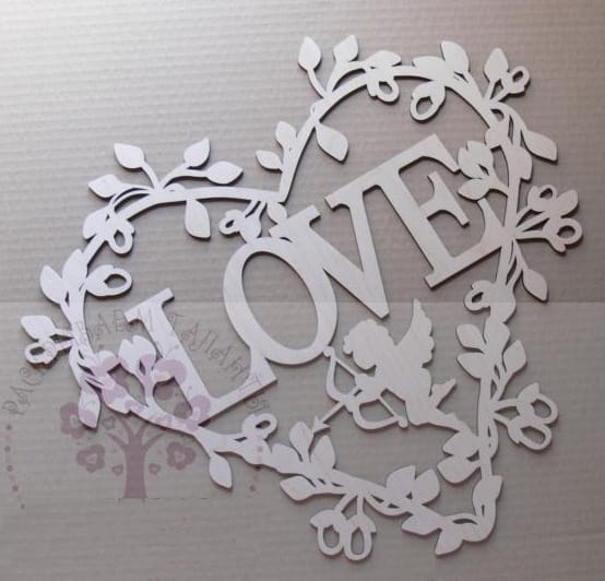 Laser Cut Floral Love Heart Wreath