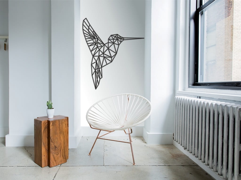 Laser Cut Geometric Hummingbird Wall Art