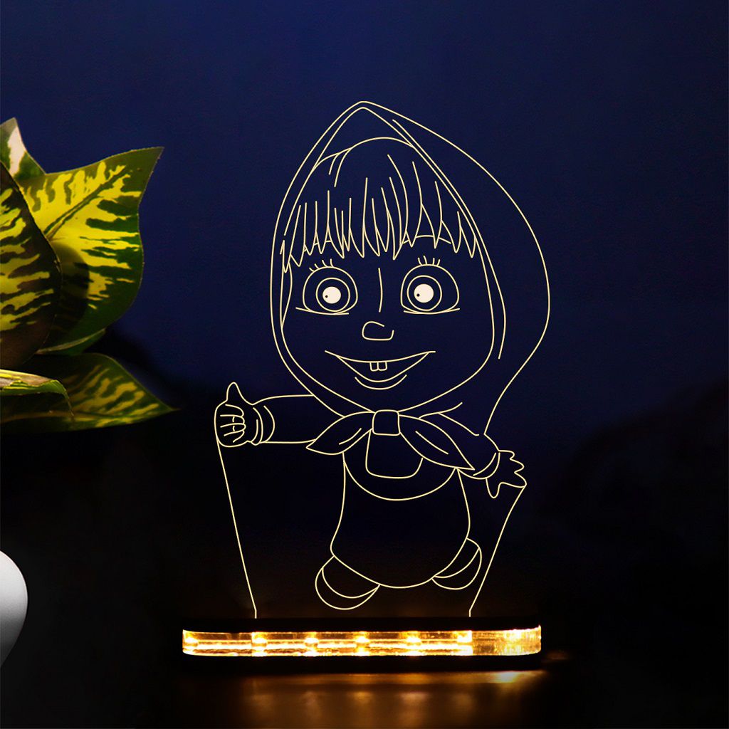 Laser Cut Masha and The Bear 3D Illusion Lamp