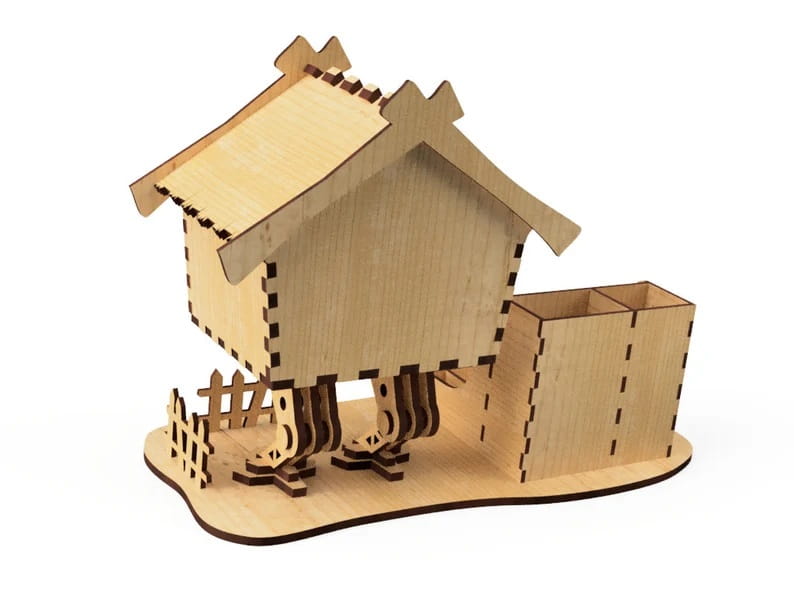 Laser Cut House Desk Organizer