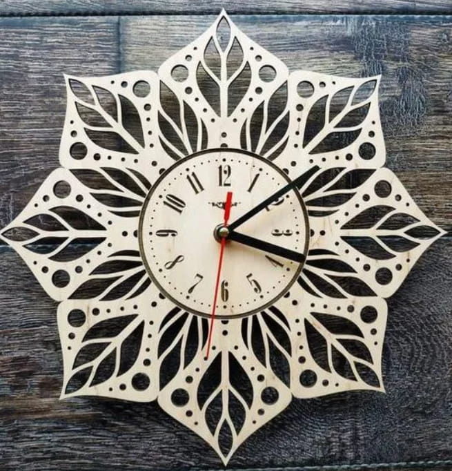 Laser Cut Lotus Flower Wall Clock