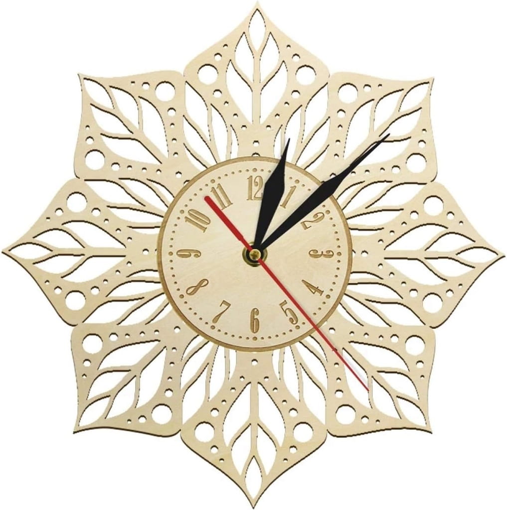 Laser Cut Lotus Flower Wall Clock