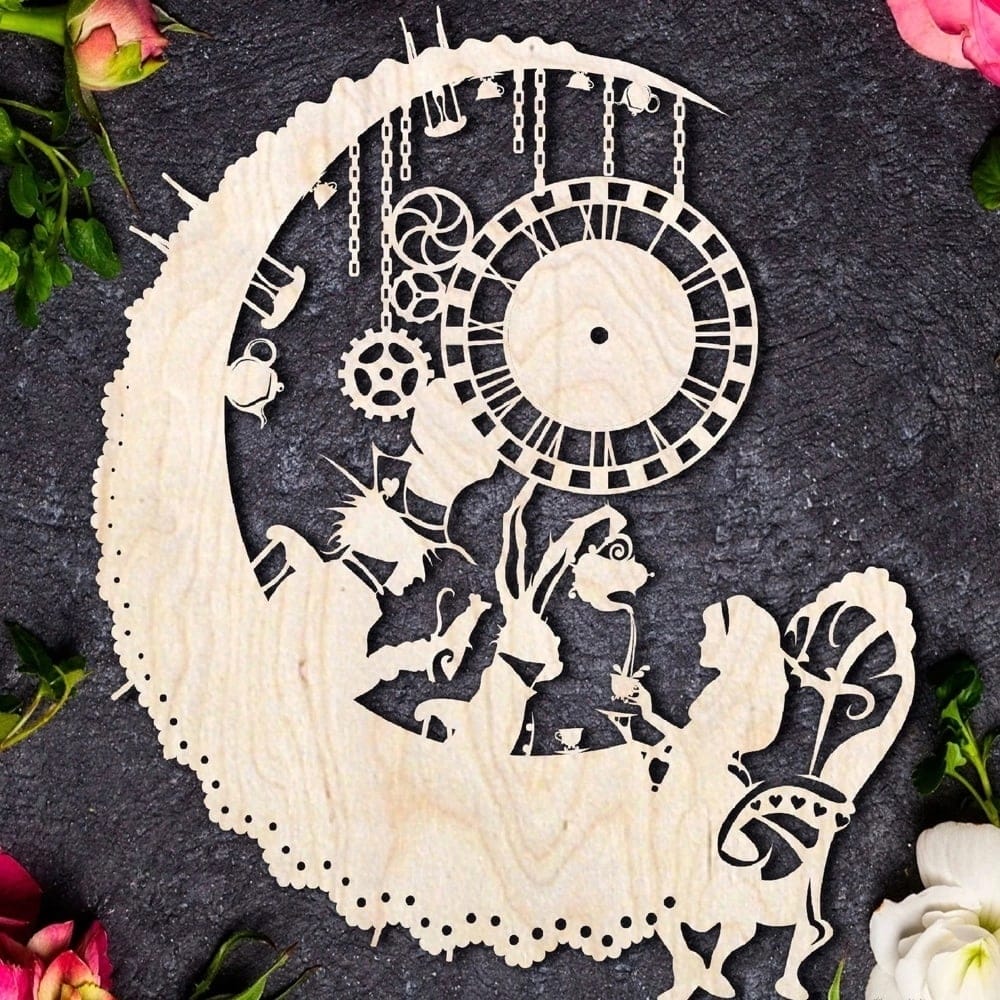 Laser Cut Alice in Wonderland Wall Clock