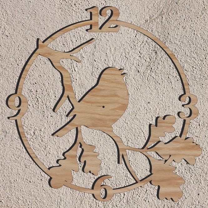 Laser Cut Bird on Branch Wall Clock