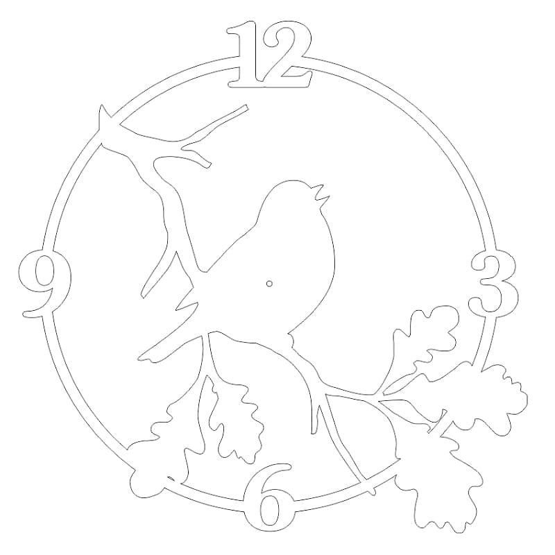 Laser Cut Bird on Branch Wall Clock