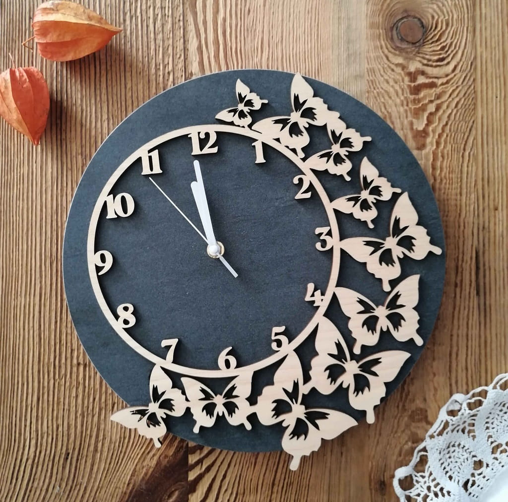 Laser Cut Decorative Butterflies Wall Clock