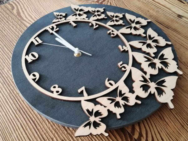 Laser Cut Decorative Butterflies Wall Clock