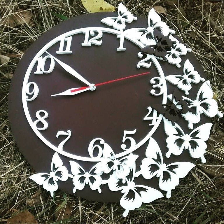 Laser Cut Decorative Butterflies Wall Clock
