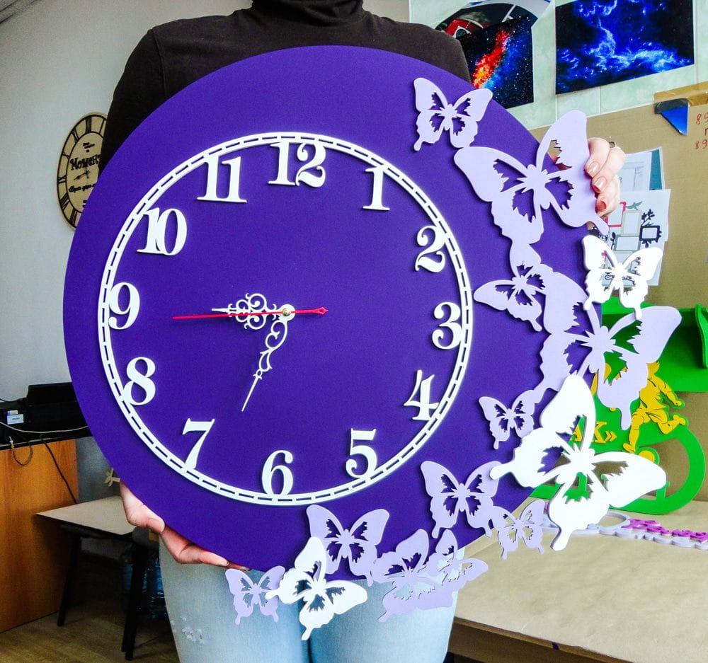 Laser Cut Decorative Butterflies Wall Clock
