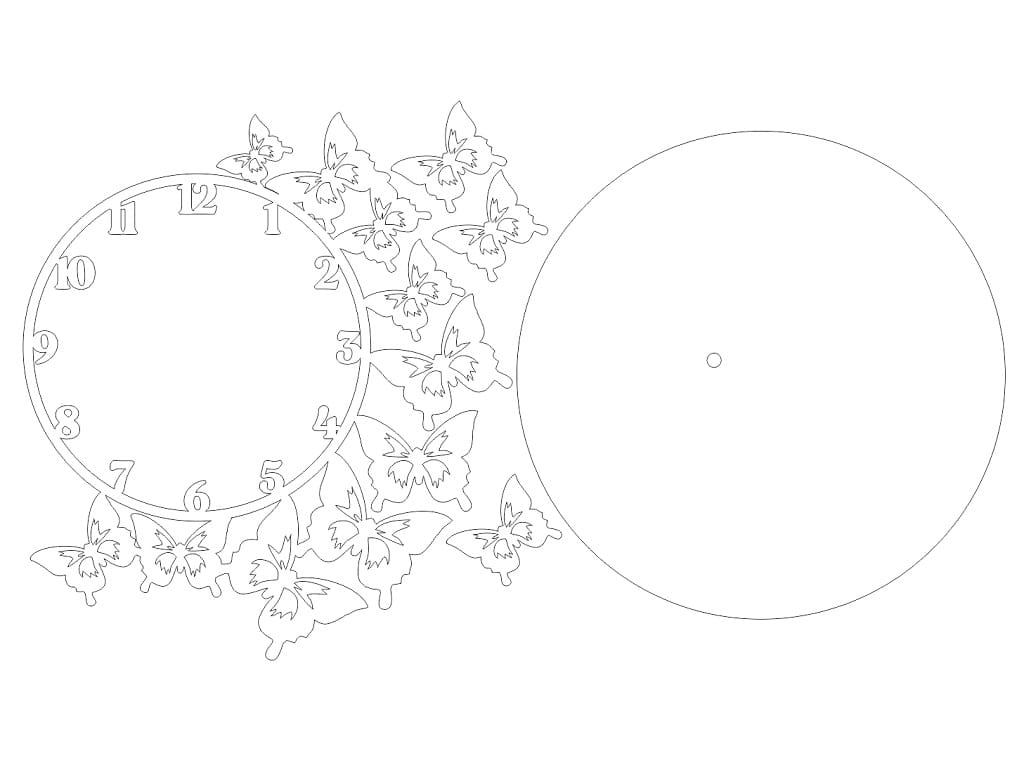 Laser Cut Decorative Butterflies Wall Clock