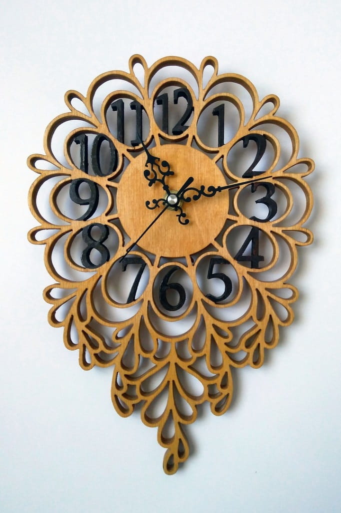 Laser Cut Decorative Wooden Wall Clock