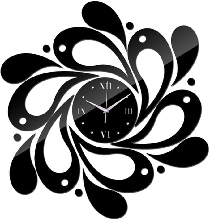 Laser Cut Fancy Wall Clock With Spiral Waves