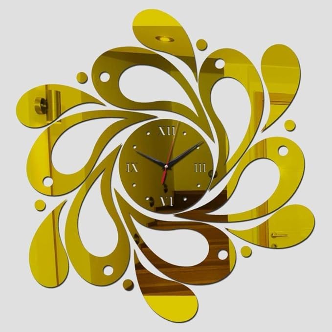 Laser Cut Fancy Wall Clock With Spiral Waves