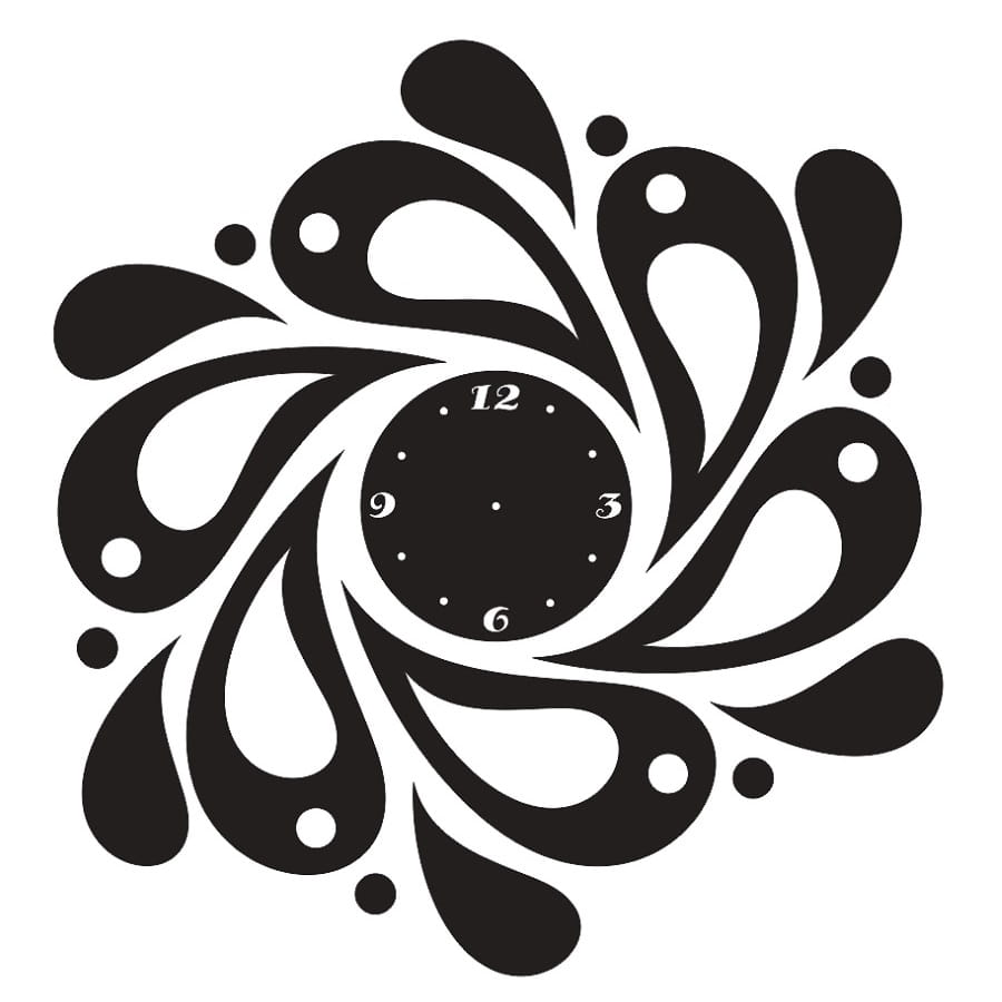 Laser Cut Fancy Wall Clock With Spiral Waves