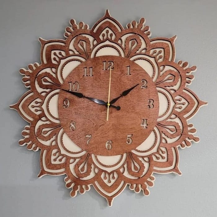 Laser Cut Flower Mandala Wall Clock