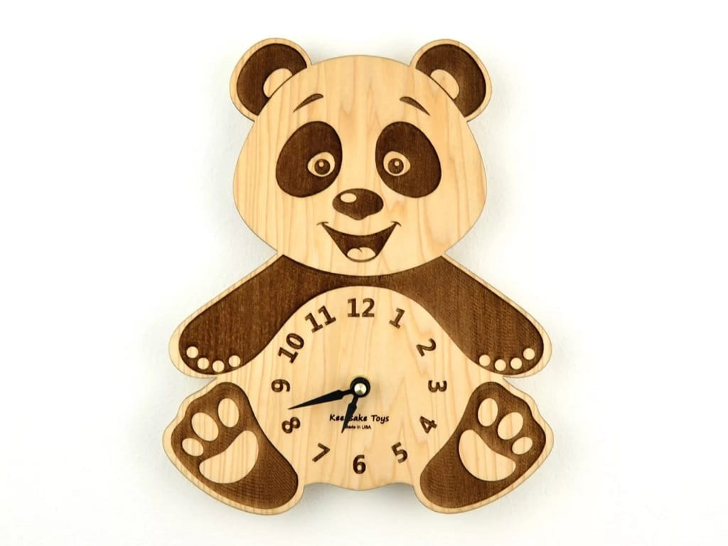 Laser Cut Panda Wall Clock For Kids Room
