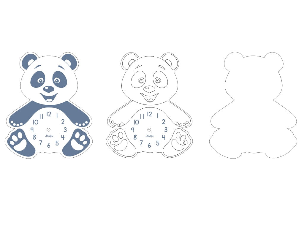 Laser Cut Panda Wall Clock For Kids Room