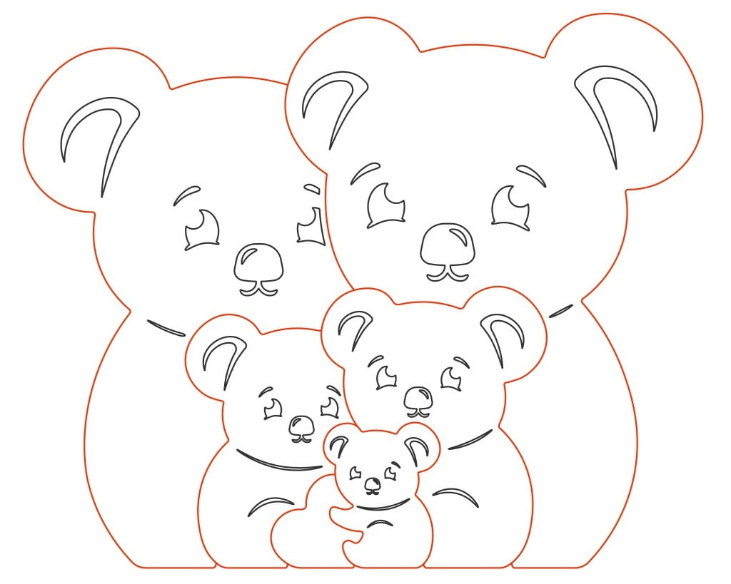 Laser Cut Koala Family Jigsaw Puzzle