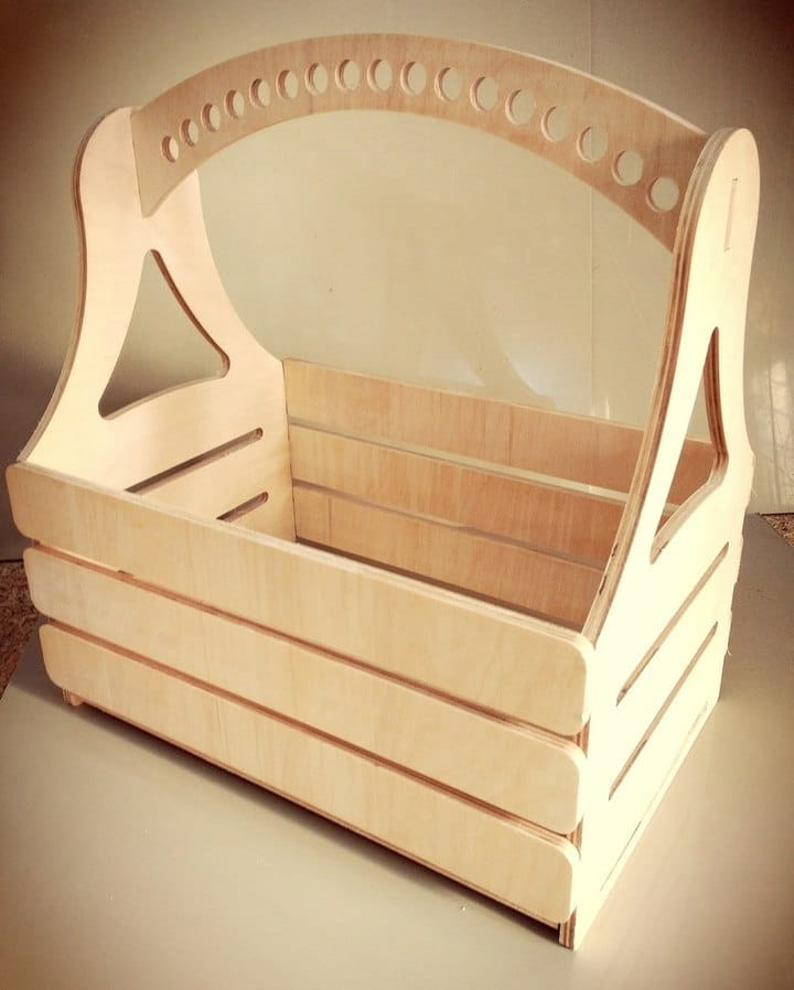 Laser Cut Wooden Basket With Handle