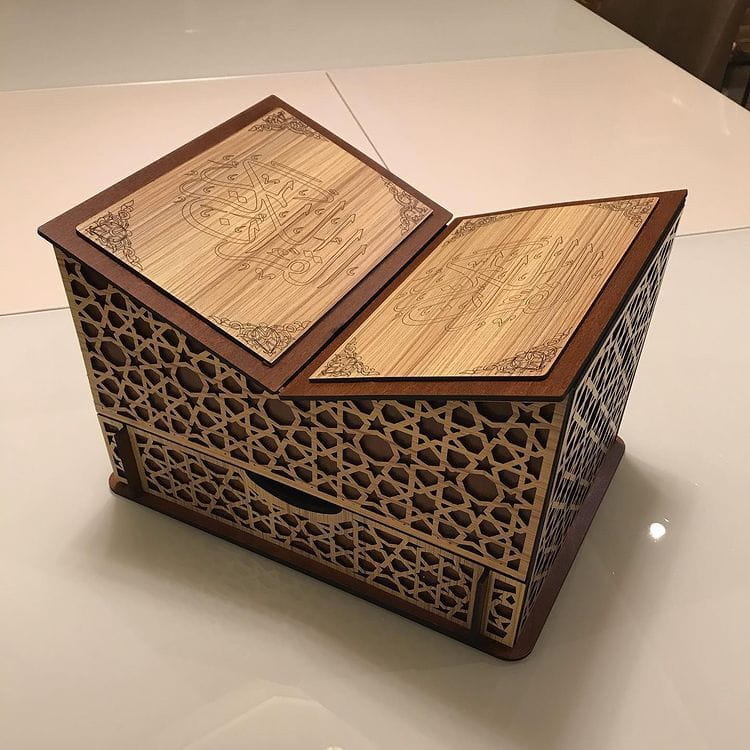 Laser Cut Quran Holder With Drawer