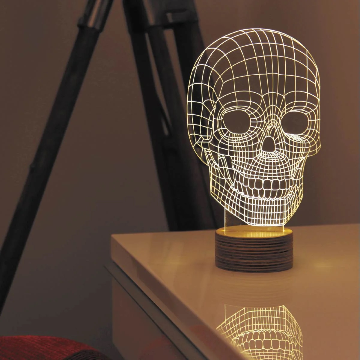Laser Cut Skull 3D Illusion Acrylic Night Lamp