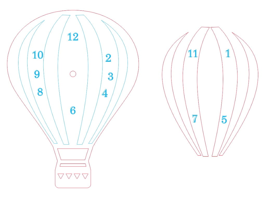 Laser Cut Hot Air Balloon Wall Clock