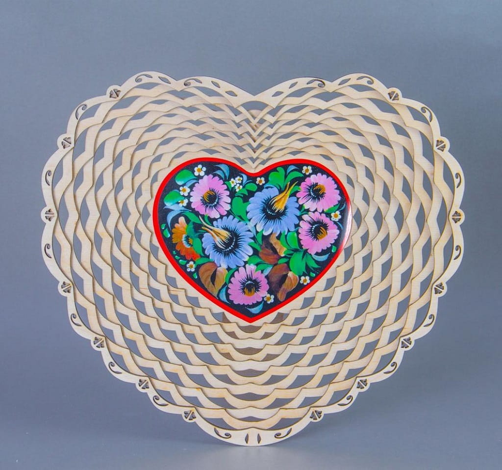 Laser Cut Heart Fruit Basket Candy Plate