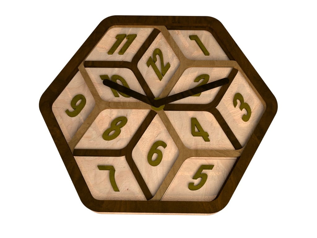 Laser Cut Hexagonal Wall Clock