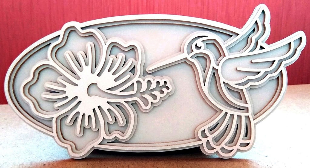 Laser Cut Hummingbird Layered Wall Art