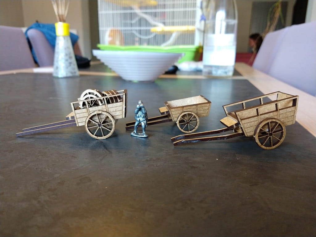 Laser Cut Miniature Two Wheel Carts Toy