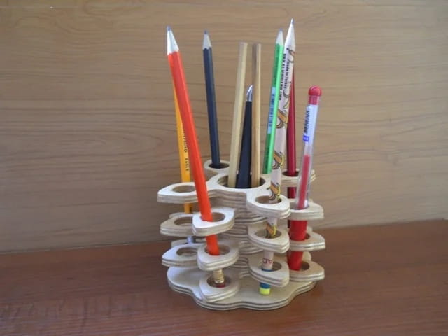 Laser Cut Multi Layered Wooden Pencil Holder