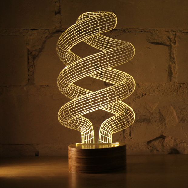 Laser Cut Spiral Tornado 3D Night Light LED Illusion Lamp