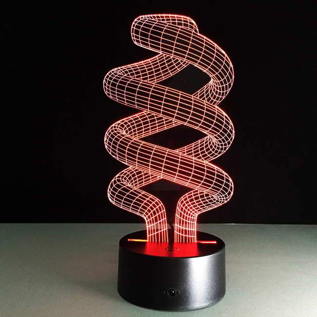 Laser Cut Spiral Tornado 3D Night Light LED Illusion Lamp