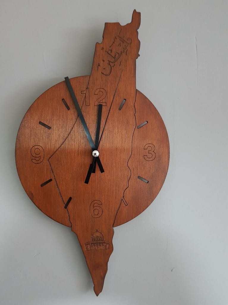 Laser Cut Wooden Palestine Map Wall Clock