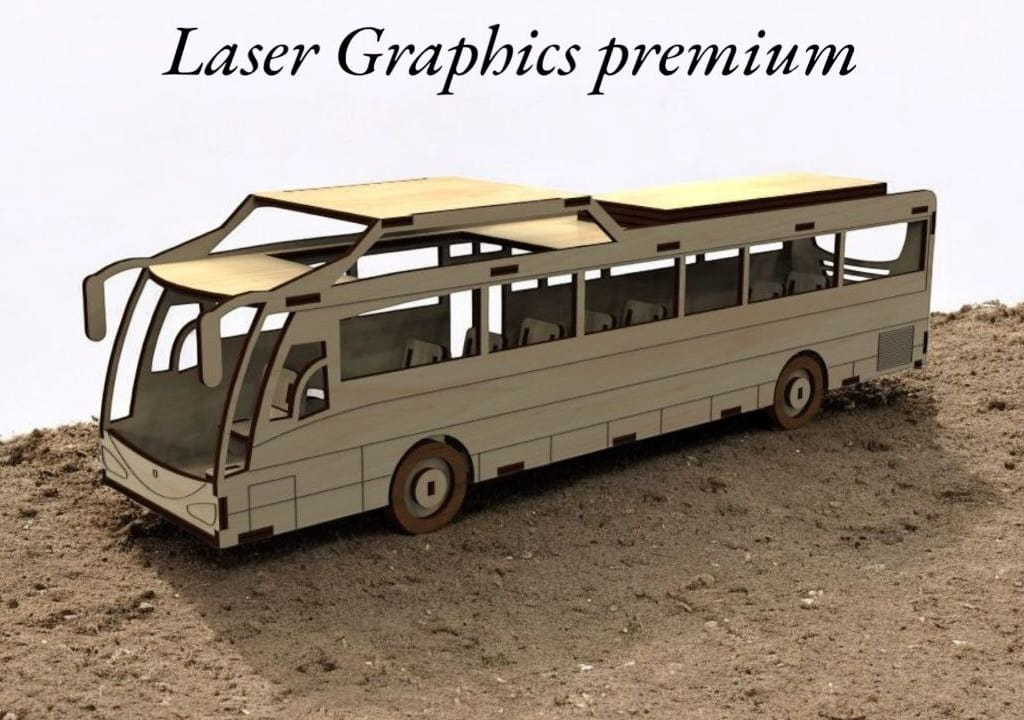 Laser Cut Bus 3D Wood Puzzle Model Kit