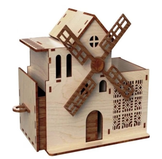 Laser Cut Windmill Office Desk Organizer