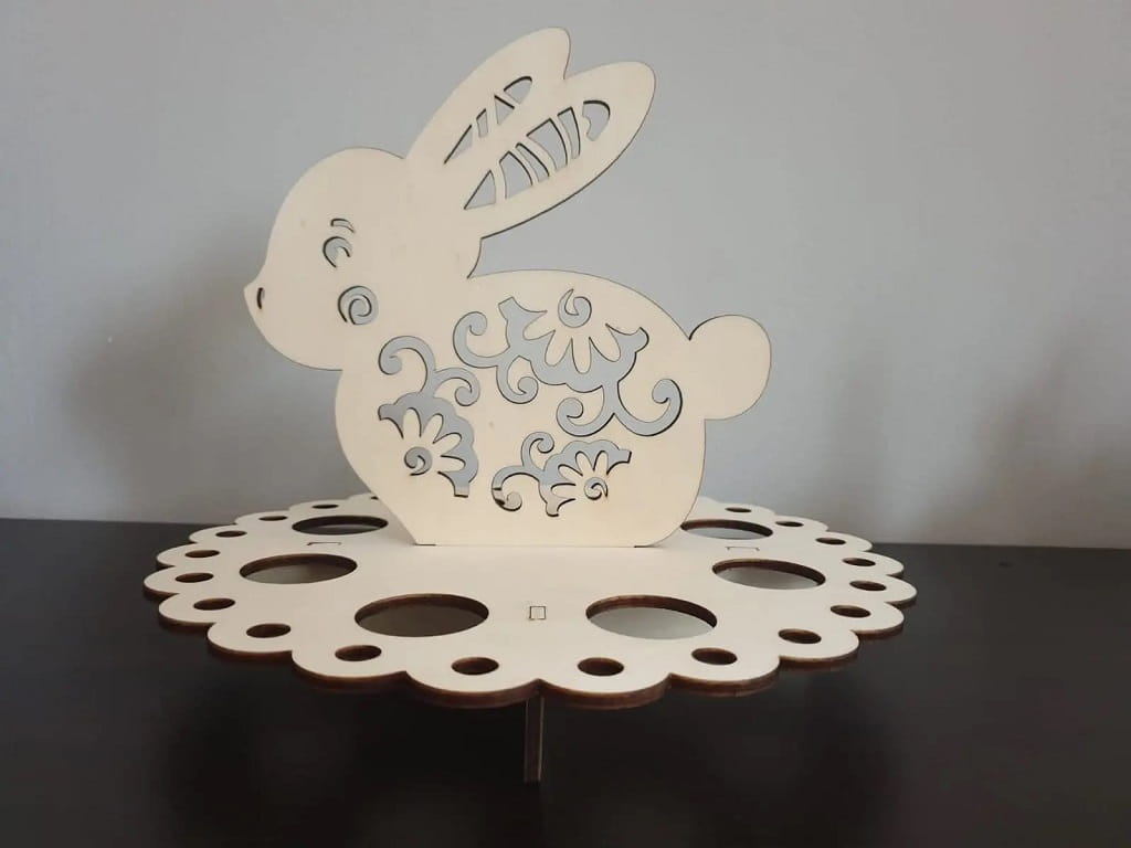 Laser Cut Eight Holes Easter Egg Holder With Rabbit