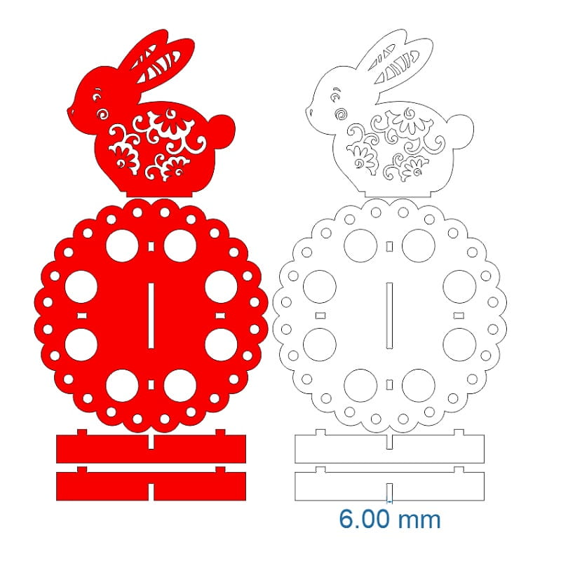 Laser Cut Eight Holes Easter Egg Holder With Rabbit