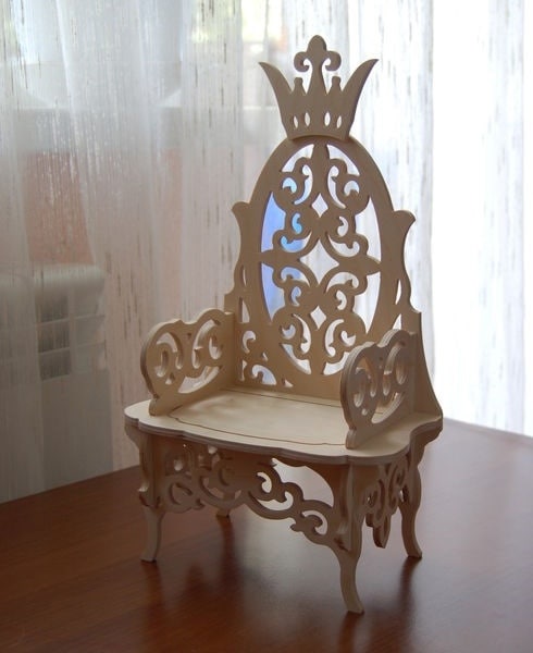 Laser Cut Wooden Crown Chair