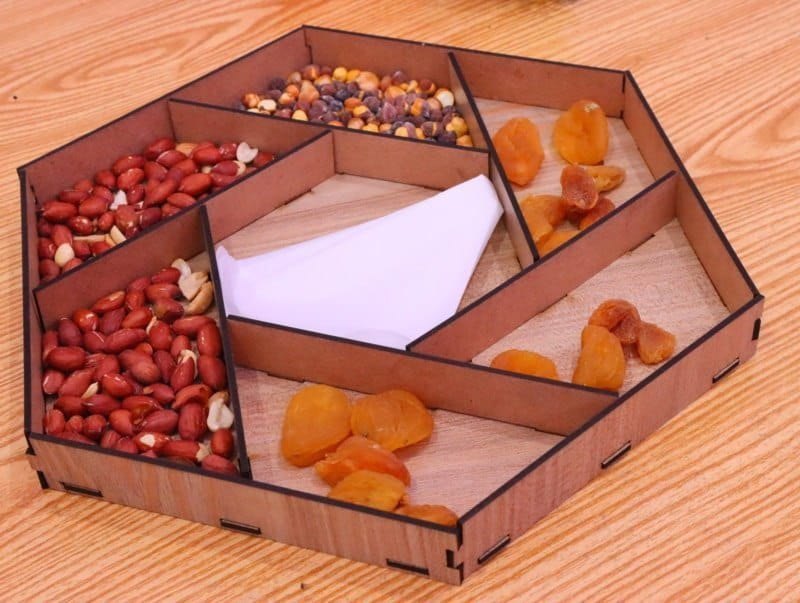 Laser Cut Sectional Dry Fruit Serving Tray