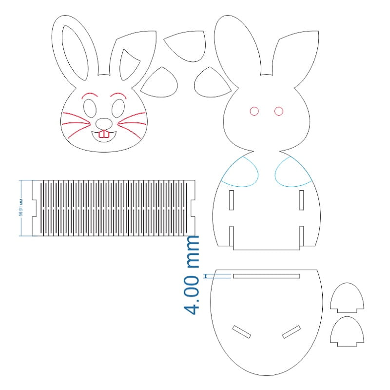 Laser Cut Kinder Surprise Bunny Egg Holder