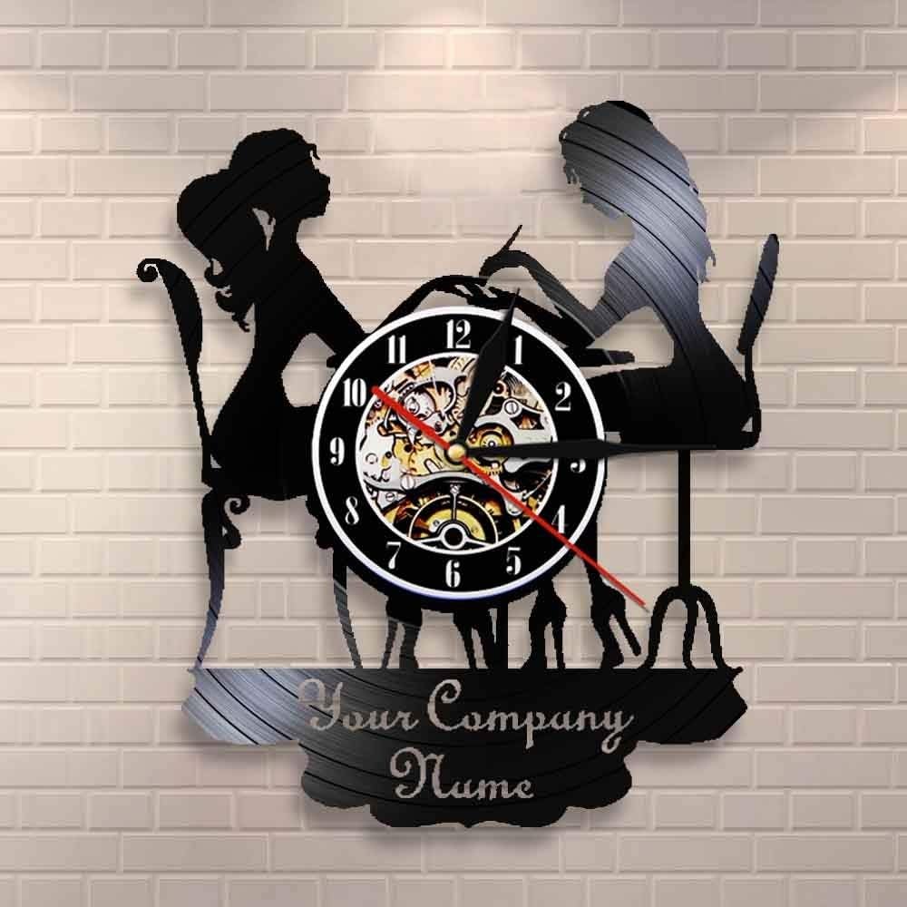 Laser Cut Personalized Nail Salon Vinyl Record Wall Clock
