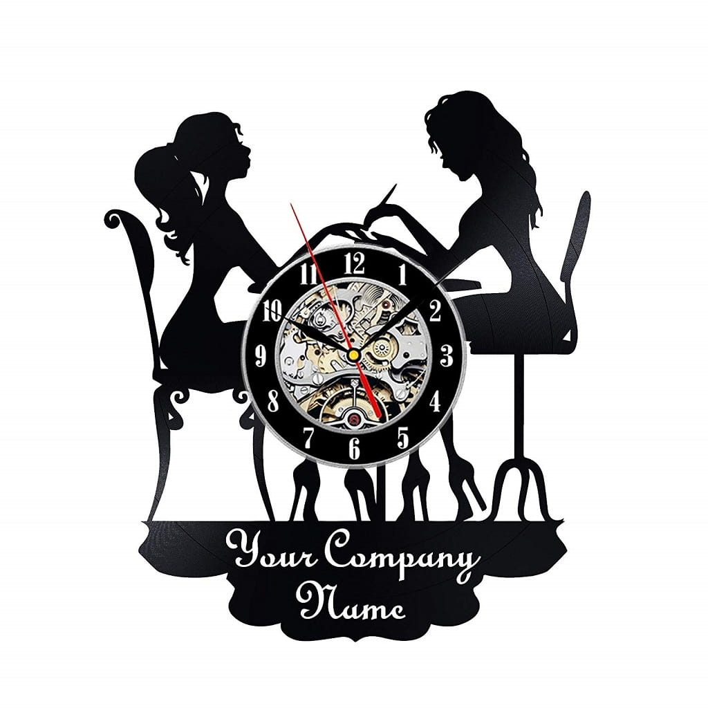 Laser Cut Personalized Nail Salon Vinyl Record Wall Clock