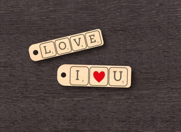 Laser Cut Valentine Day Keychains Love Keyrings