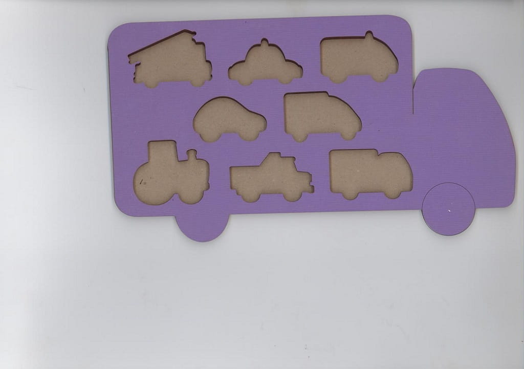 Laser Cut Vehicle Wooden Peg Puzzle Board