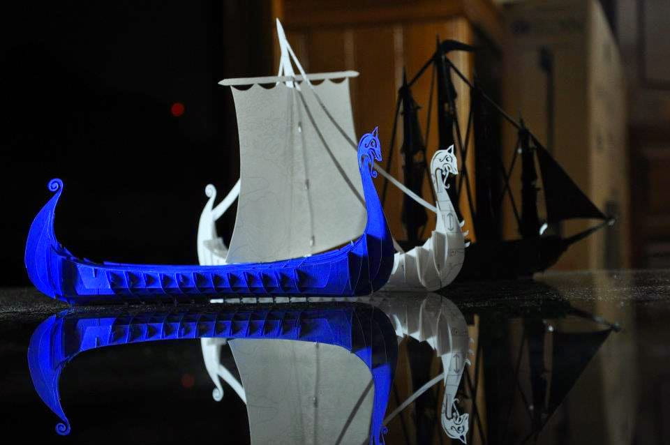 Laser Cut Viking Ship 3D Wood Model
