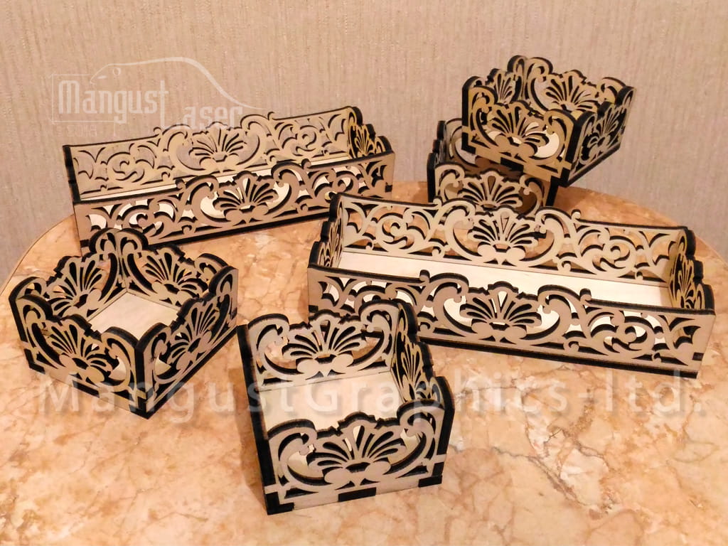 Laser Cut Box Trays With Arabesque Art