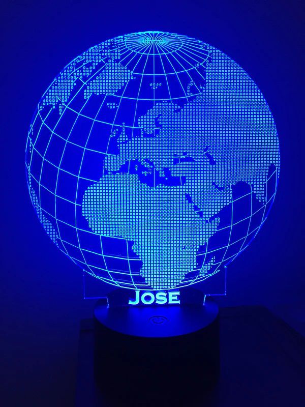 Laser Cut World Globe 3D Illusion LED Lamp