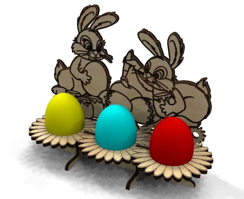 Laser Cut Easter Egg Stand With Bunnies